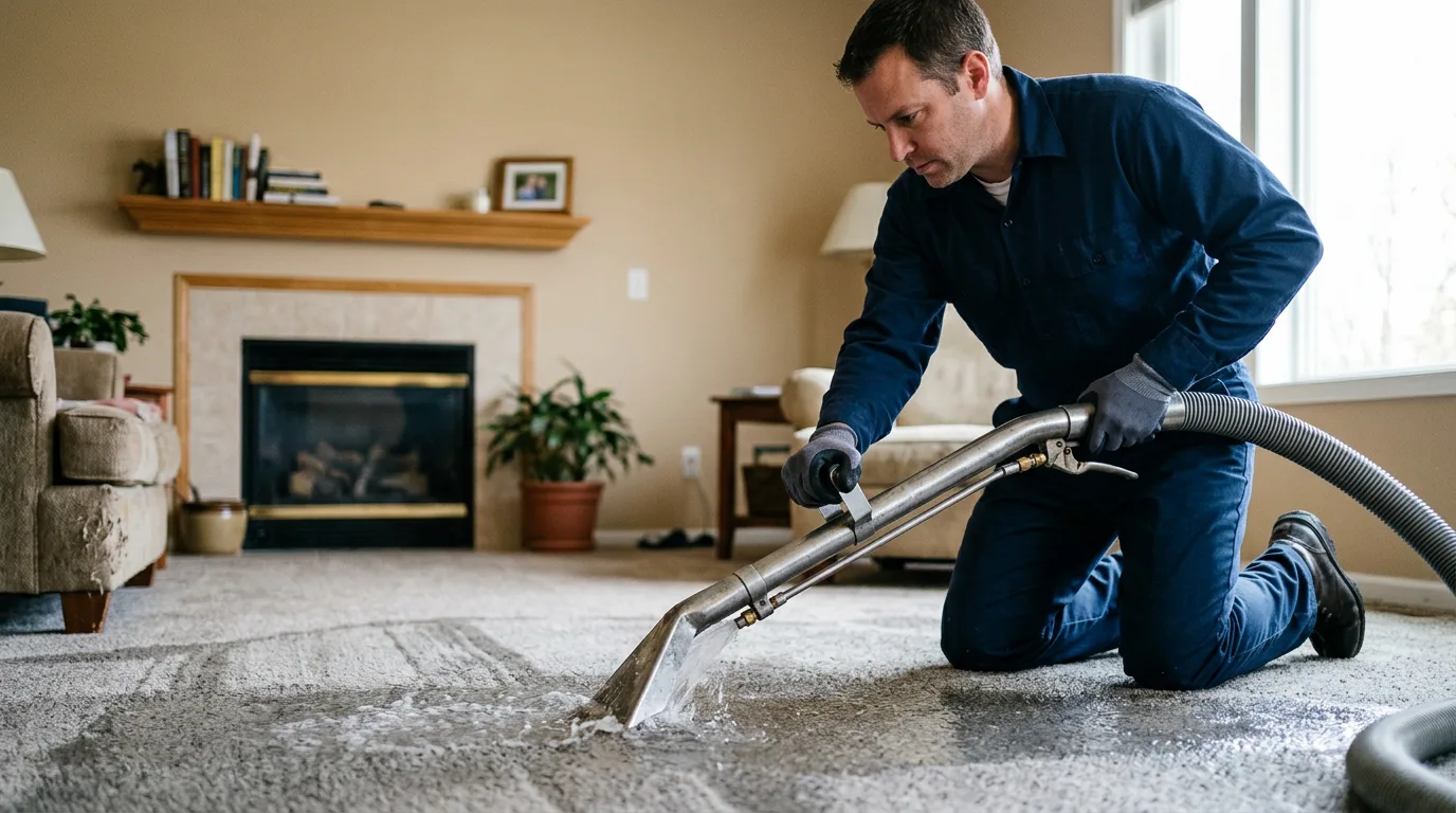 Water damage restoration technician working near Craigville, IN